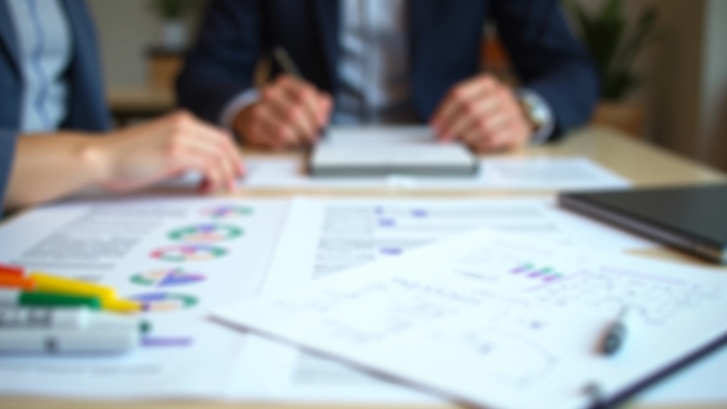 Verschiedene Strategiepläne und Szenarien auf Papier mit Pfeilen und Markierungen